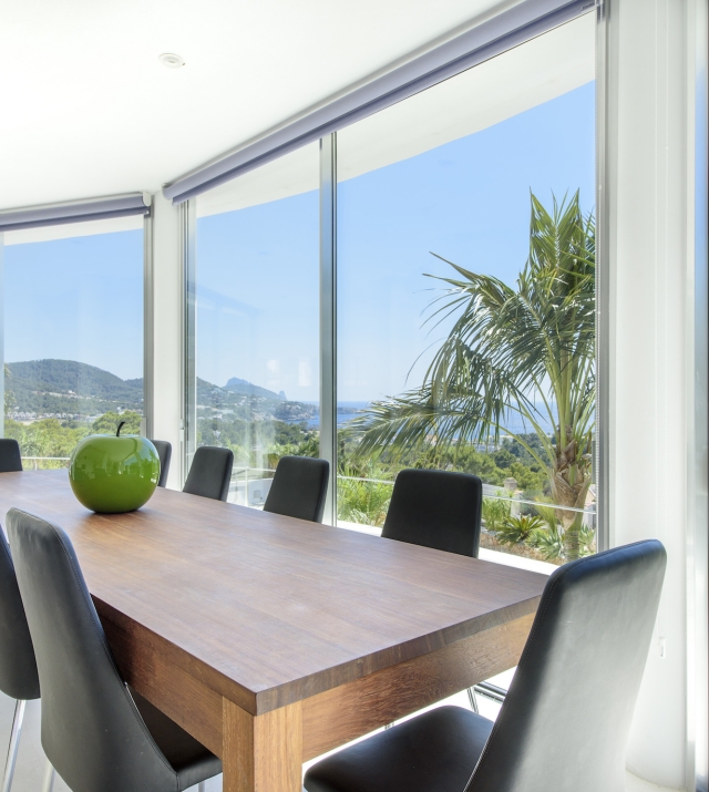 Resa Estates modern villa for sale te koop Cala Tarida Ibiza dining .jpg